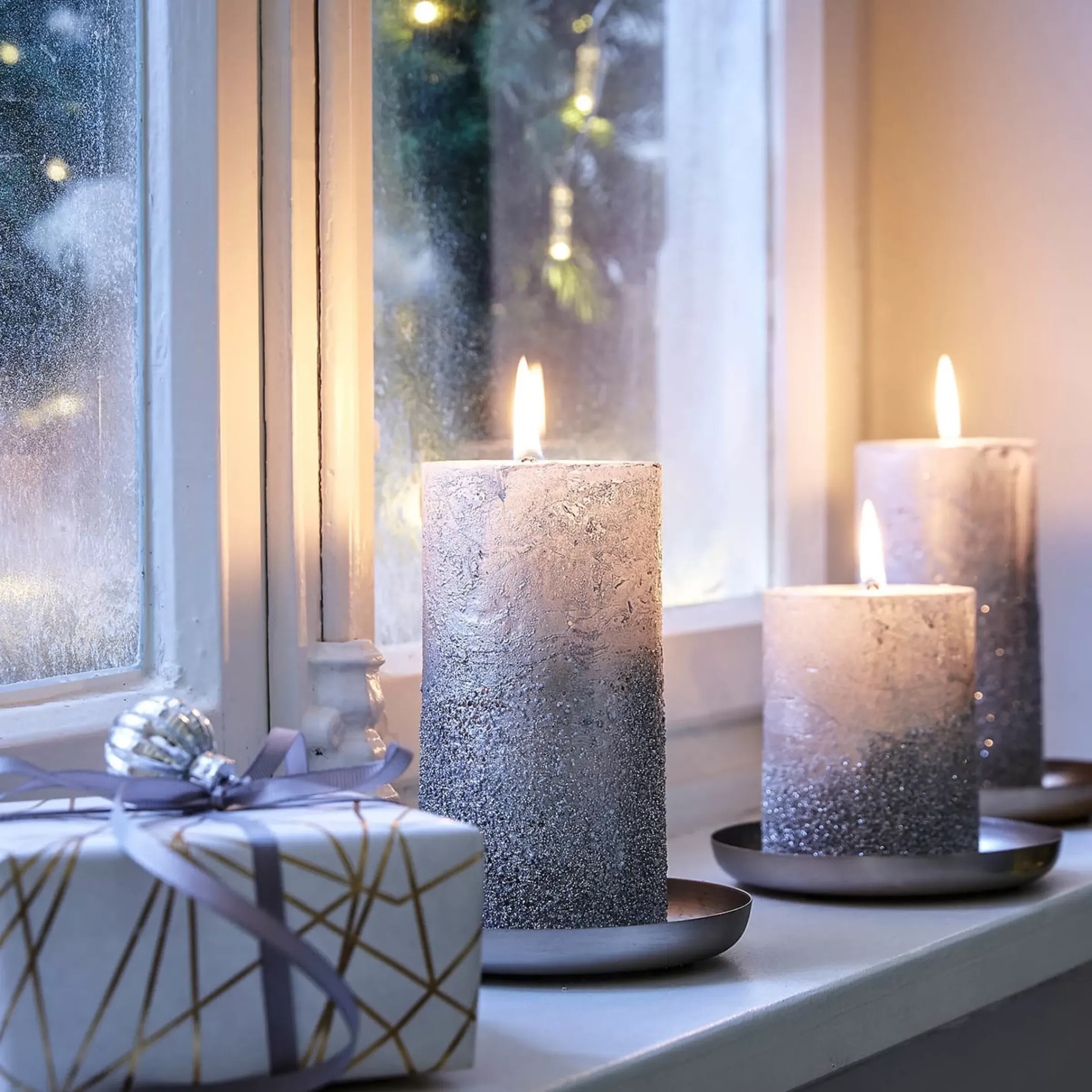 Depot Bougie Pilier Metallic Granulat