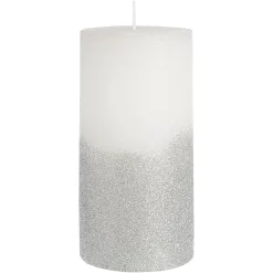 Depot Bougie Pilier Rustic Silver Glitter