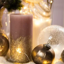 Depot Bougie Ronde Or Paillete