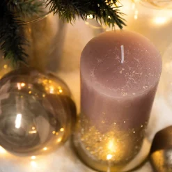 Depot Bougie Ronde Or Paillete