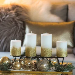 Depot Bougie Ronde Or Paillete