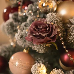 Depot Fleur Artificielle Scintillante Rose Sur Clip