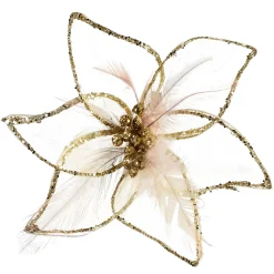 Depot Fleur Décorative Scintillante En Organza Sur Clip