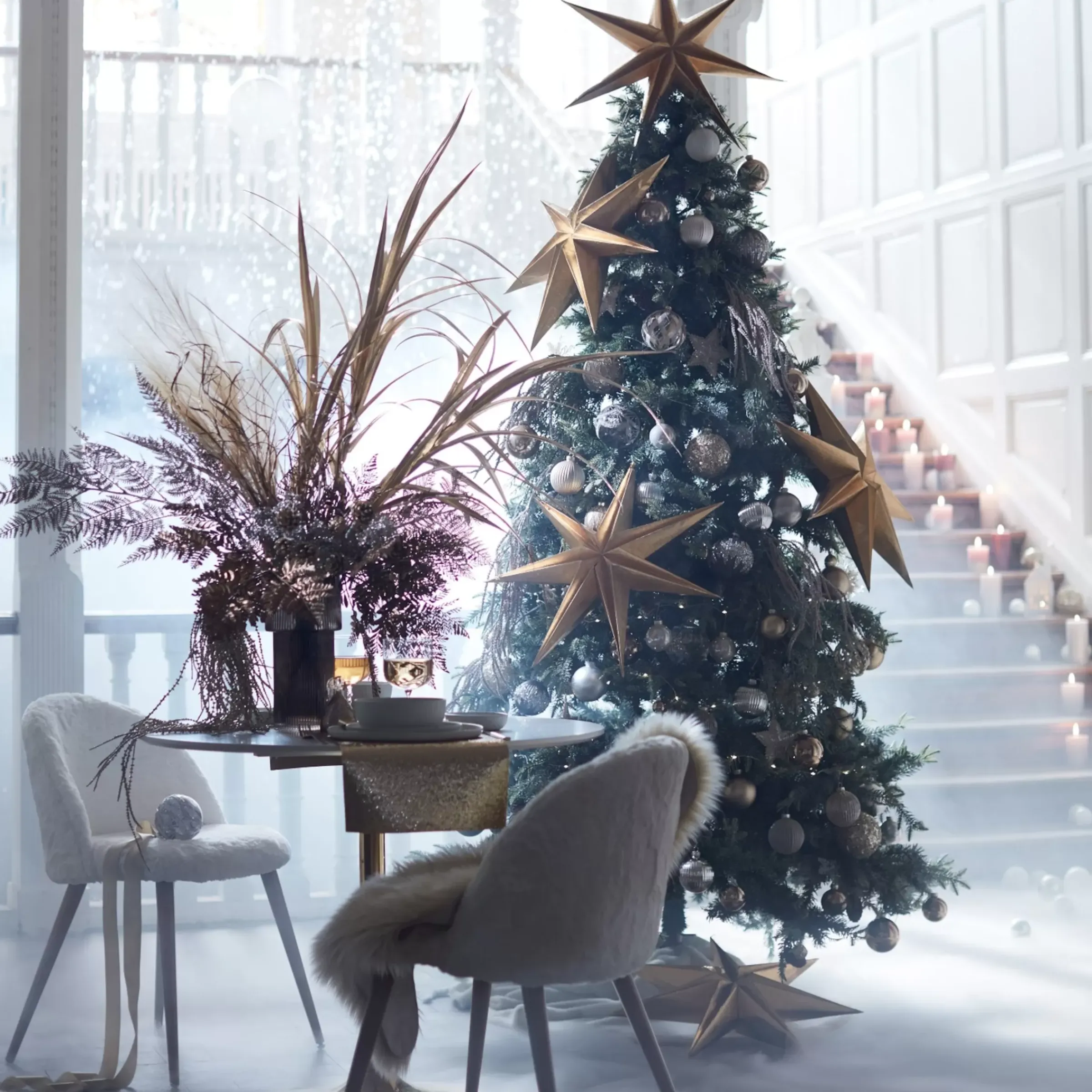 Depot Plateau Décoratif De Noël Silver Glam