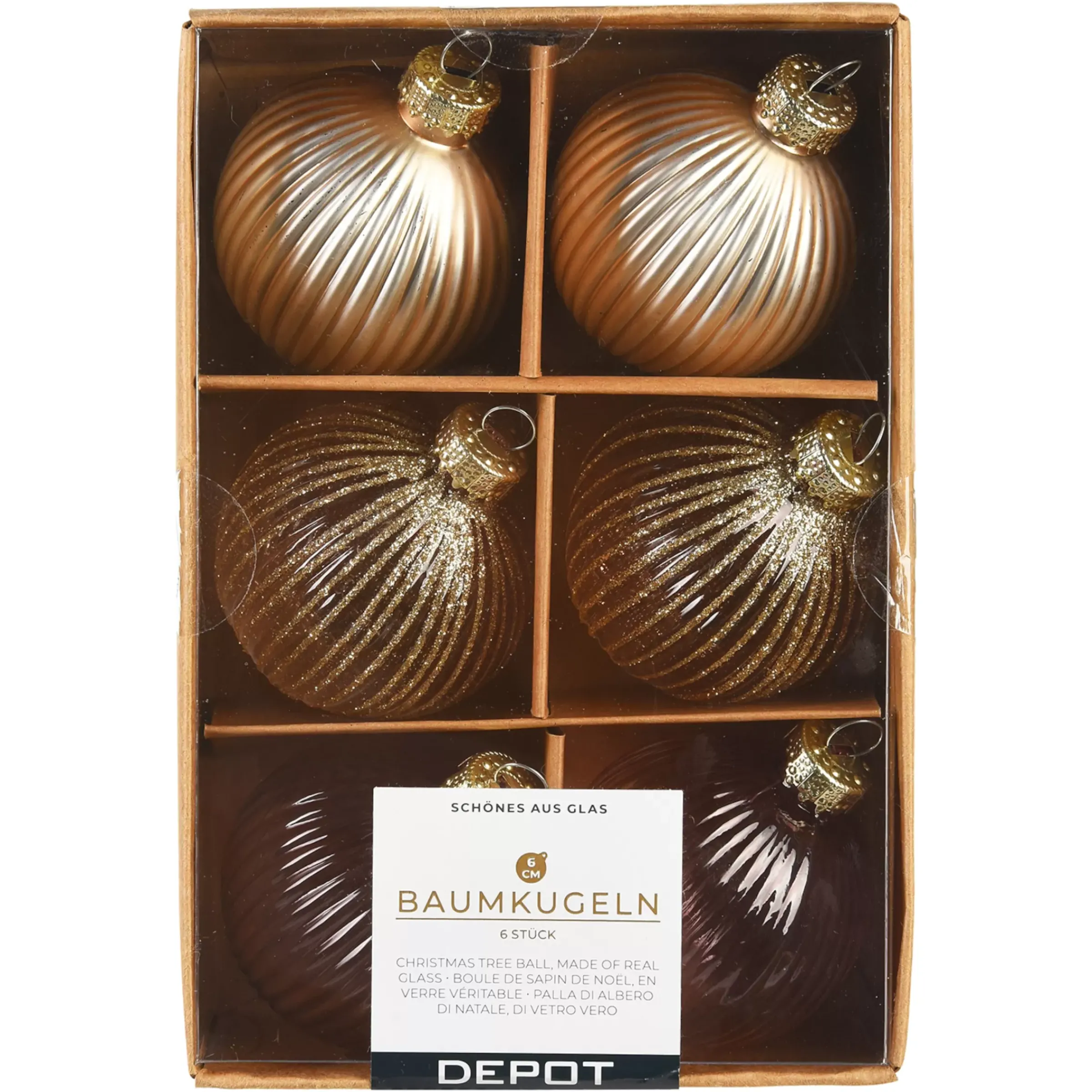 Depot Set De Boules De Noël En Verre Rainure